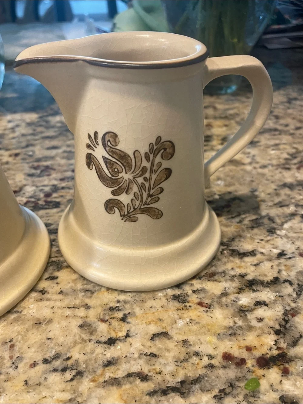 Vintage Pfaltzgraff Village Sugar Bowl With Lid & Creamer Yellow Brown Stoneware
